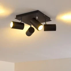 hofstein Plafonnier Zuoz Chrome, Noir, 4 lumières