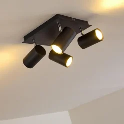 hofstein Plafonnier Zuoz Chrome, Noir, 4 lumières