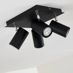 hofstein Plafonnier Zuoz Chrome, Noir, 4 lumières