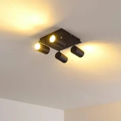 hofstein Plafonnier Zuoz Chrome, Noir, 4 lumières