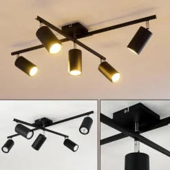 hofstein Plafonnier Zuoz Chrome, Noir, 5 lumières