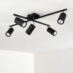 hofstein Plafonnier Zuoz Chrome, Noir, 5 lumières