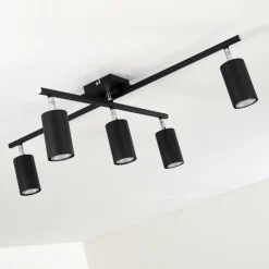 hofstein Plafonnier Zuoz Chrome, Noir, 5 lumières