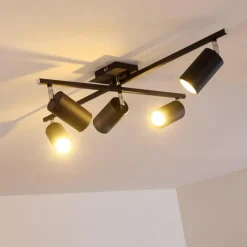 hofstein Plafonnier Zuoz Chrome, Noir, 5 lumières