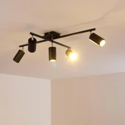 hofstein Plafonnier Zuoz Chrome, Noir, 5 lumières