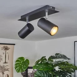 hofstein Plafonnier Zuoz Chrome, Noir, 2 lumières