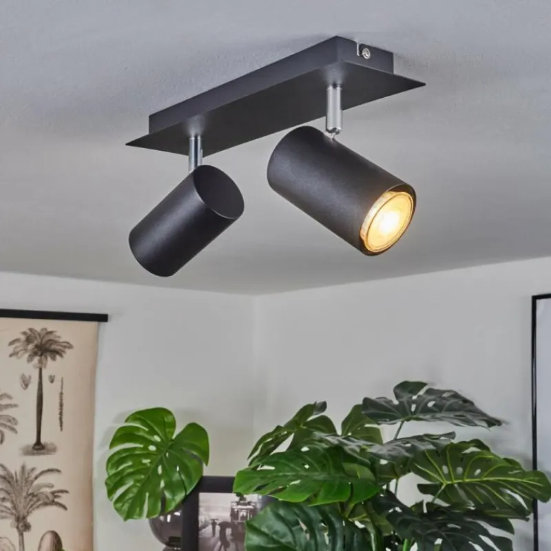 hofstein Plafonnier Zuoz Chrome, Noir, 2 lumières