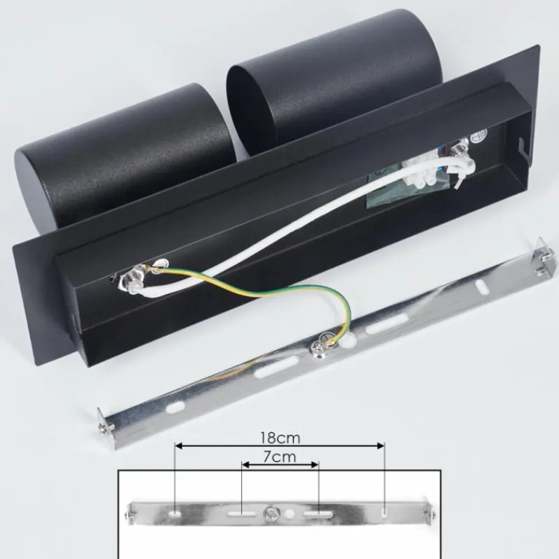 hofstein Plafonnier Zuoz Chrome, Noir, 2 lumières
