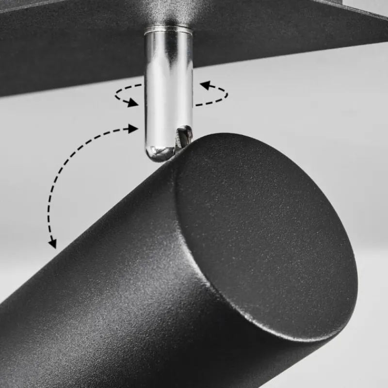 hofstein Plafonnier Zuoz Chrome, Noir, 2 lumières