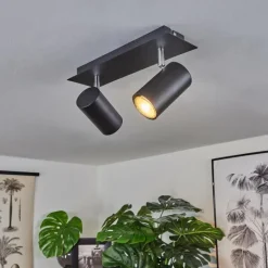 hofstein Plafonnier Zuoz Chrome, Noir, 2 lumières