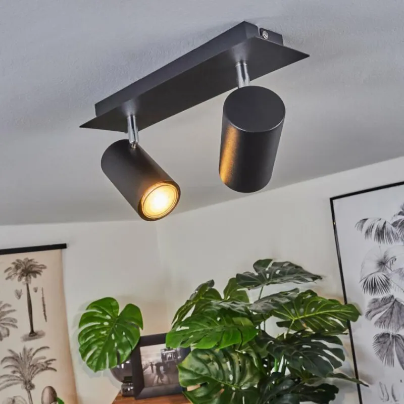 hofstein Plafonnier Zuoz Chrome, Noir, 2 lumières