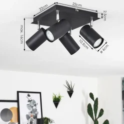 hofstein Plafonnier Zuoz Chrome, Noir, 4 lumières