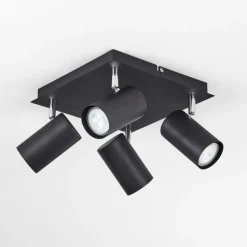 hofstein Plafonnier Zuoz Chrome, Noir, 4 lumières