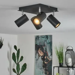 hofstein Plafonnier Zuoz Chrome, Noir, 4 lumières