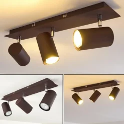 hofstein Plafonnier Zuoz Chrome, Rouille, 3 lumières* Spots Et Projecteurs