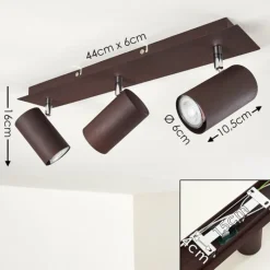 hofstein Plafonnier Zuoz Chrome, Rouille, 3 lumières* Spots Et Projecteurs