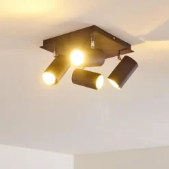 hofstein Plafonnier Zuoz Chrome, Rouille, 4 lumières* Spots Et Projecteurs