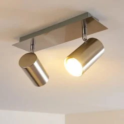 hofstein Plafonnier Zuoz Nickel mat, 2 lumières