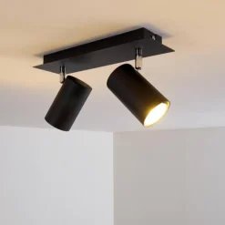 hofstein Plafonnier Zuoz Noir, 2 lumières