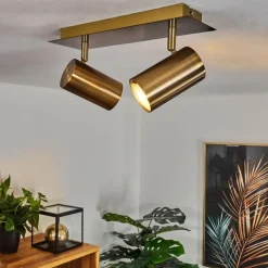 hofstein Plafonnier Zuoz Vieux laiton, 2 lumières