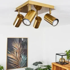 hofstein Plafonnier Zuoz Vieux laiton, 4 lumières* Spots Et Projecteurs