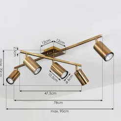 hofstein Plafonnier Zuoz Vieux laiton, 5 lumières