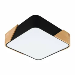 Lampes En Bois-Luminaires Eglo Plafonniers Eglo GRIMALDINO Bois clair, Noir, 2 lumières
