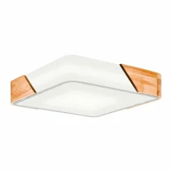 Lampes En Bois-Luminaires Eglo Plafonniers Eglo GRIMALDINO Bois clair, Blanc, 2 lumières