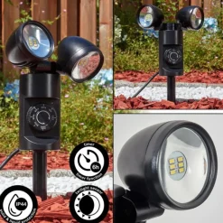 hofstein Plingshult Luminaire extérieur, Pieu, Eclairage de chemin LED Noir, 2 lumières