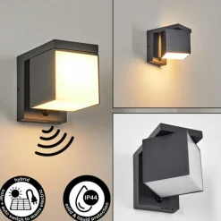 hofstein Pocilgas Lampe murale d´extérieur, Spot mural LED Anthracite, 1 lumière, Détecteur de mouvement