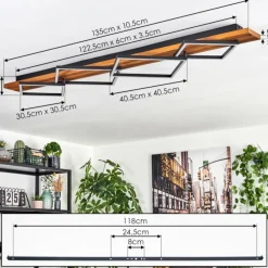hofstein Pompu Plafonnier LED Brun foncé, Noir, 1 lumière