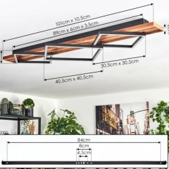 hofstein Pompu Plafonnier LED Brun foncé, Noir, 1 lumière