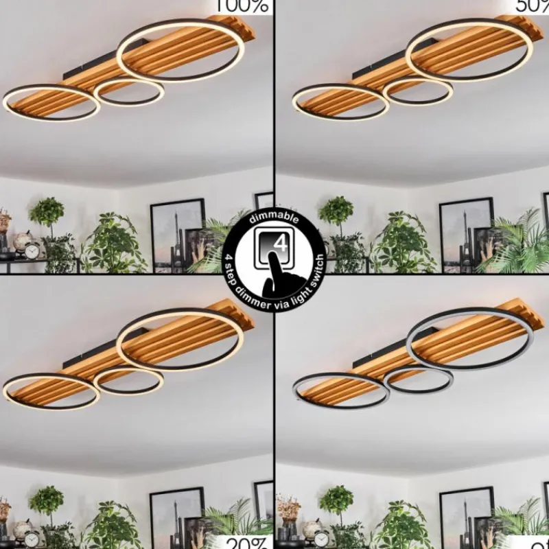 hofstein Pompu Plafonnier LED Écru, Noir, 1 lumière