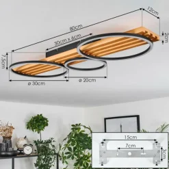 hofstein Pompu Plafonnier LED Écru, Noir, 1 lumière