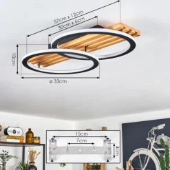 hofstein Pompu Plafonnier LED Écru, Noir, 1 lumière