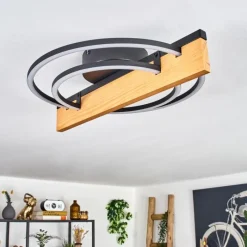 hofstein Pompu Plafonnier LED Écru, Noir, 1 lumière