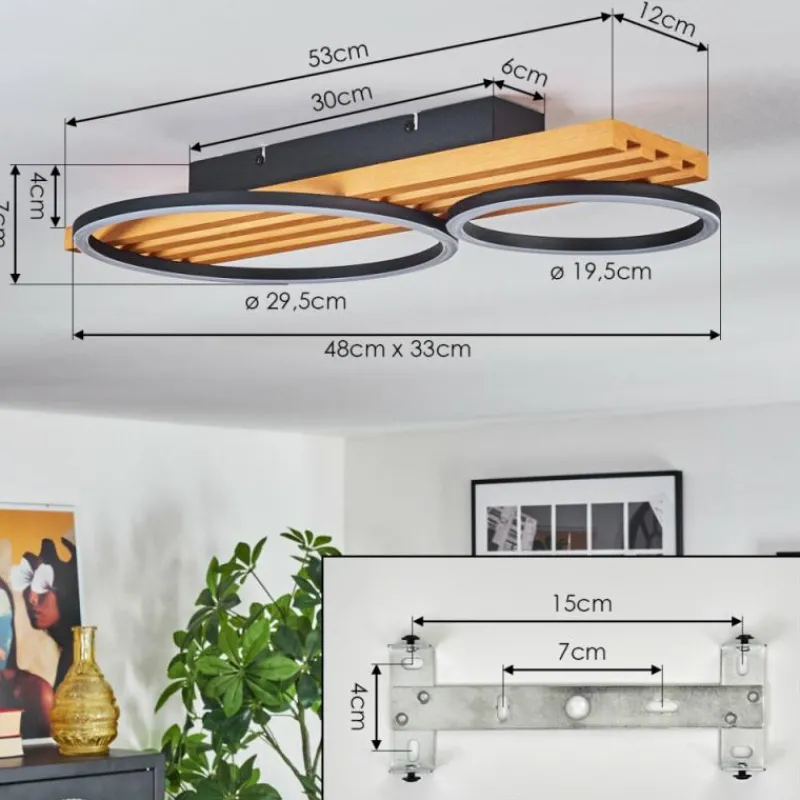 hofstein Pompu Plafonnier LED Écru, Noir, 1 lumière