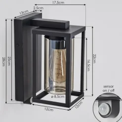 hofstein Portalis Lampe murale d´extérieur Noir, 1 lumière, Détecteur de mouvement