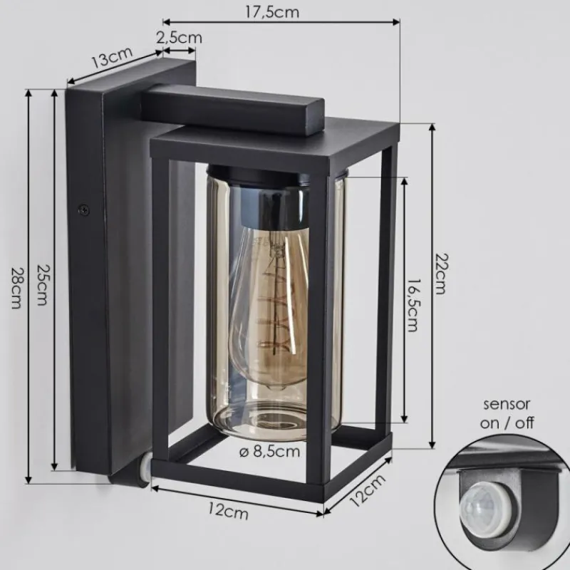 hofstein Portalis Lampe murale d´extérieur Noir, 1 lumière, Détecteur de mouvement