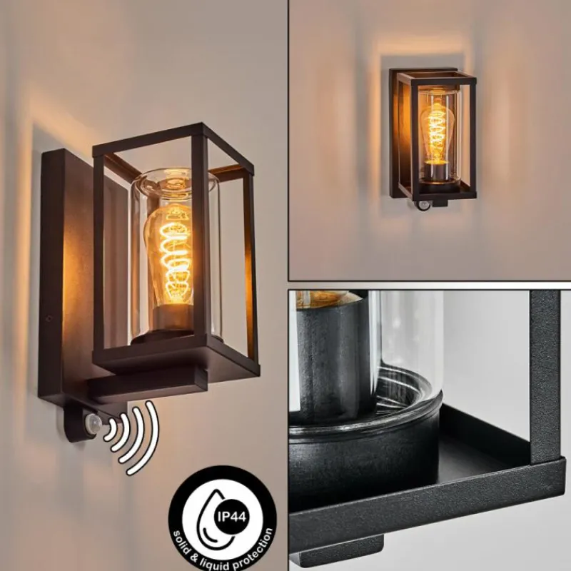 hofstein Portalis Lampe murale d´extérieur Noir, 1 lumière, Détecteur de mouvement