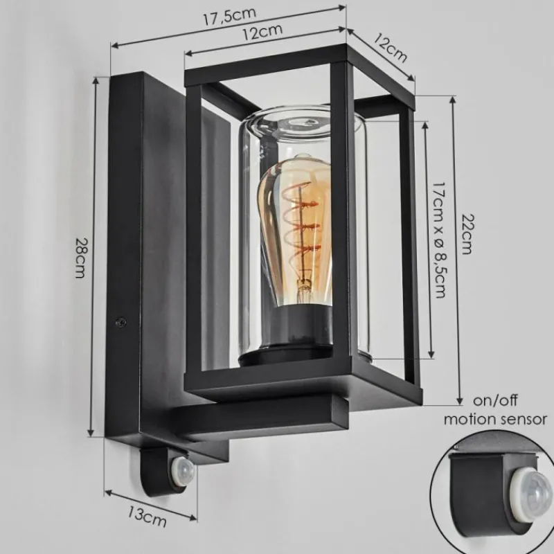 hofstein Portalis Lampe murale d´extérieur Noir, 1 lumière, Détecteur de mouvement