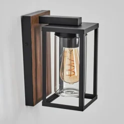 hofstein Portalis Lampe murale d´extérieur Brun, Couleur bois, Noir, 1 lumière