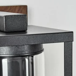 hofstein Portalis Lampe murale d´extérieur Brun, Couleur bois, Noir, 1 lumière, Détecteur de mouvement