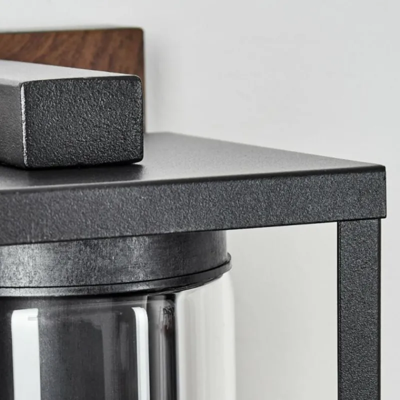 hofstein Portalis Lampe murale d´extérieur Brun, Couleur bois, Noir, 1 lumière, Détecteur de mouvement