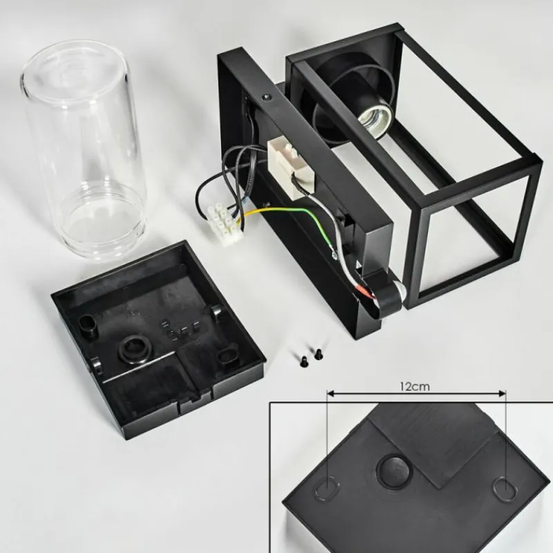 hofstein Portalis Lampe murale d´extérieur Brun, Couleur bois, Noir, 1 lumière, Détecteur de mouvement