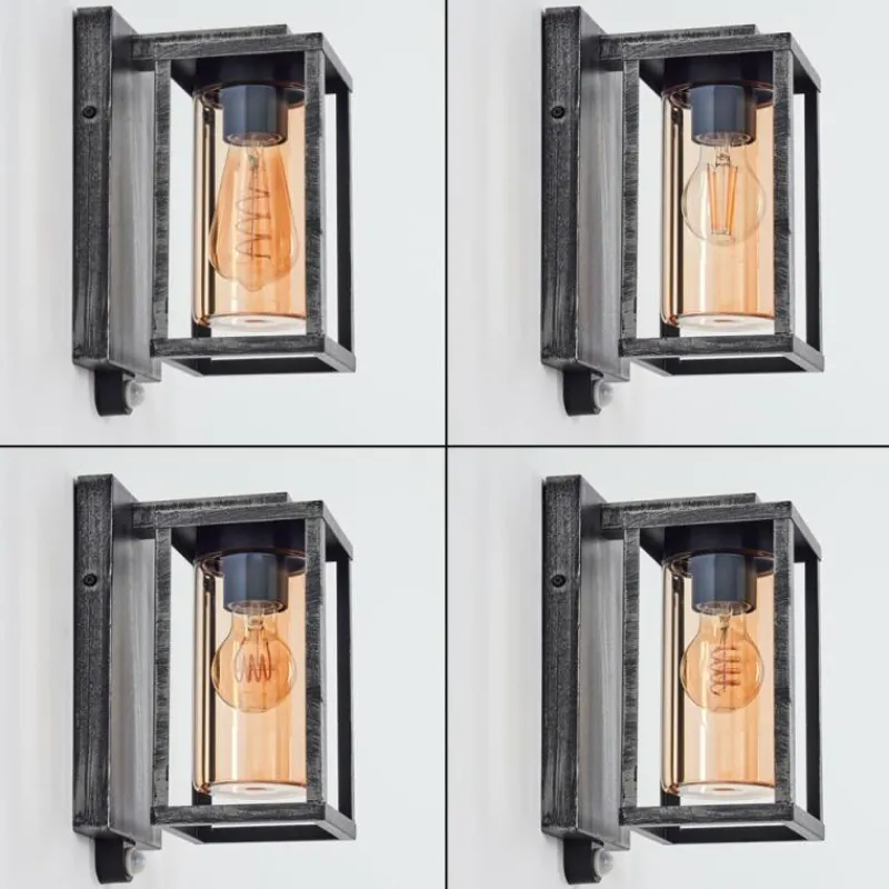 hofstein Portalis Lampe murale d´extérieur Noir, Argenté, 1 lumière, Détecteur de mouvement