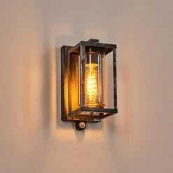 hofstein Portalis Lampe murale d´extérieur Noir, Argenté, 1 lumière, Détecteur de mouvement