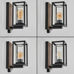 hofstein Portalis Lampe murale d´extérieur Brun, Couleur bois, Noir, 1 lumière, Détecteur de mouvement