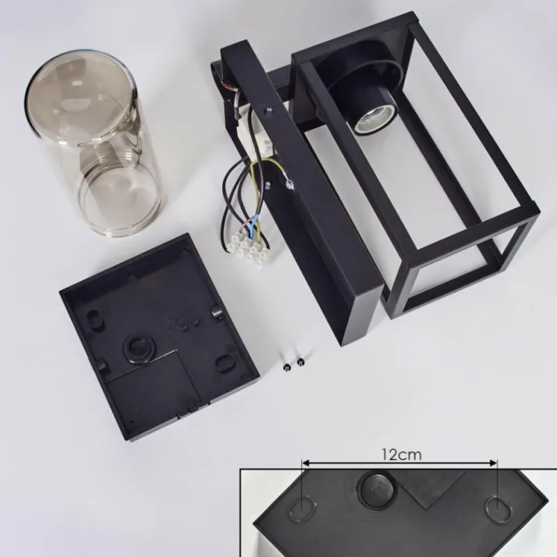 hofstein Portalis Lampe murale d´extérieur Brun, Couleur bois, Noir, 1 lumière, Détecteur de mouvement