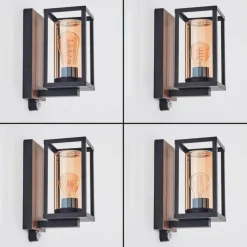 hofstein Portalis Lampe murale d´extérieur Brun, Couleur bois, Noir, 1 lumière, Détecteur de mouvement